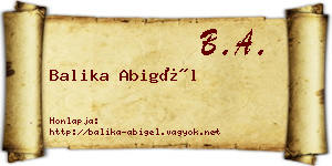 Balika Abigél névjegykártya